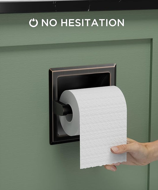 FORIOUS Recessed Toilet Paper Holder, Stainless Steel Durable Tissue Roll Holder Wall Mount for Bathroom Space Saving Design with Mounting Bracket, in Wall Toilet Paper Dispenser, Oil Rubbed Bronze