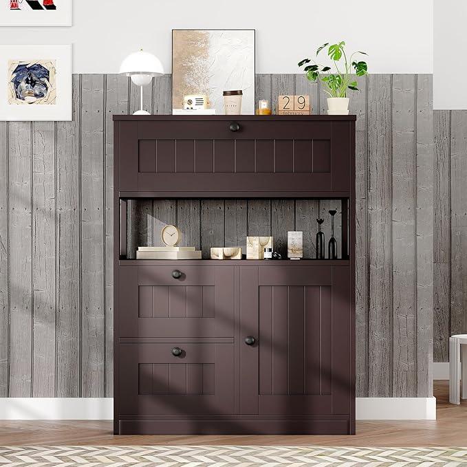 Bathroom Cabinet, Modern Bathroom Floor Storage Cabinet Organizer with 1 Door and 3 Drawers, Freestanding Cupboard for Kitchen/Living Room Use - ModernBath