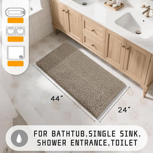 Yimobra Long Bathroom Rugs 44"x24", Extra Soft Non Slip Bath Mat for Tub, Super Absorbent Quick Dry Shaggy Rug Floor Carpet, Machine Washable,Camel - ModernBath
