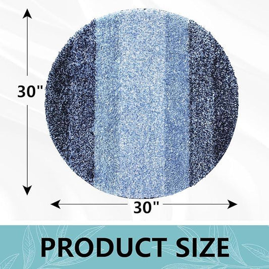 Arotive Microfiber Bathroom Rugs, Shaggy Soft and Absorbent Bath Rug, Non-Slip, Thick Plush Machine Washable Dry Bath Mats for Bathroom, Tub and Shower, 30x30, Blue, Round - ModernBath