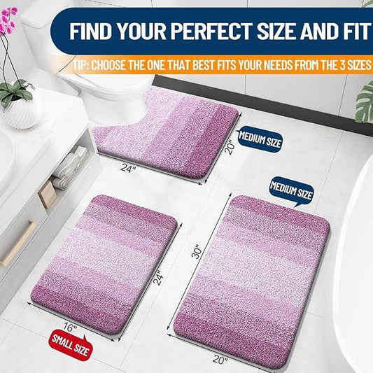 OLANLY Bathroom Rugs Mat 24x16, Extra Soft Absorbent Microfiber Bath Rugs, Rubber Backing, Quick Dry, Washable Bath Mats for Bathroom Floor, Tub and Shower, Home Decor Accessories, Pinkish-Purple - ModernBath