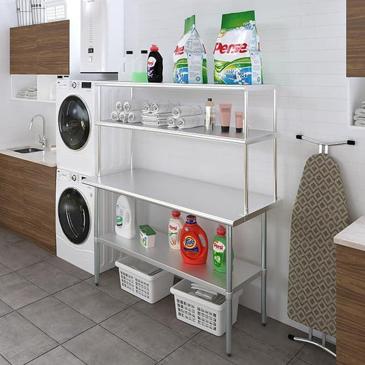 AmGood Double OverShelf Stainless Steel NSF - Many (60" Long x 18" Deep) - ModernBath
