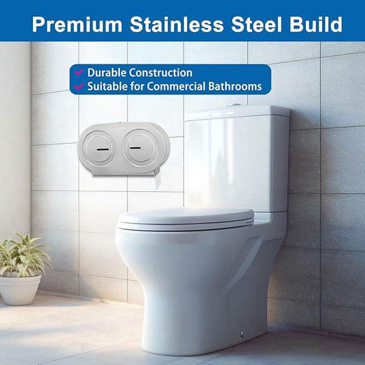 Twin Jumbo Toilet Paper Dispenser Wall Mount, 9" Commercial Stainless Steel Double Roll Toilet Paper Holder, Industrial Large Tissue Dispenser with Lock, Brushed - ModernBath