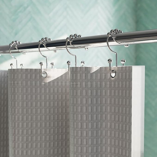 Zenna Home Shower Curtain Hooks, Chrome, Set of 12 – Premium Shower Curtain and Liner Rings with Double Roller Glide and Double-Sided Design – Rust Resistant