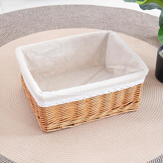 Natural Wicker Storage Rectangular Basket Hand Woven Storage Basket - ModernBath