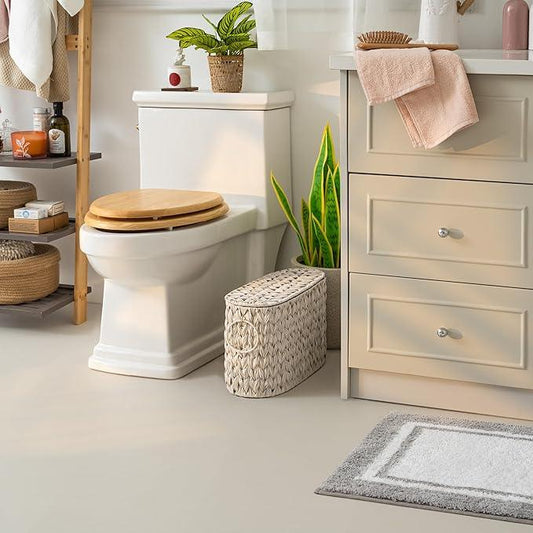 GRANNY SAYS Toilet Paper Storage Basket with Lid, Freestanding Toilet Paper Holder, Bathroom Organizers and Storage, Wicker Basket for Bathroom Storage, Butter Milk - ModernBath