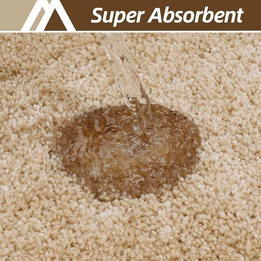 COSY HOMEER Extra Thick Bath Rugs for Bathroom - Anti-Slip Bath Mats Soft Plush Yarn Shaggy 100% Strong Mirco Polyeste Mat Living Room Bedroom Mat Floor Water Absorbent(Beige,16x24 - Inches) - ModernBath