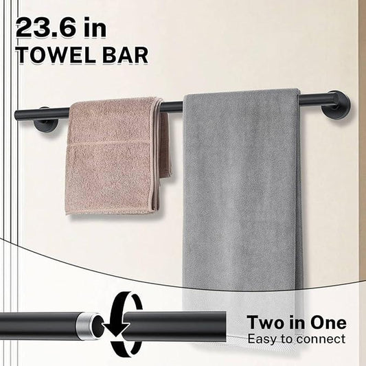 10 Pieces Towel Bar Set Matte Black Bathroom Hardware Set Includes 23.6 Inch Towel Bar,Stainless Steel Towel Holder-Towel Racks Set Wall-Mounted Bathroom Accessory Set - ModernBath