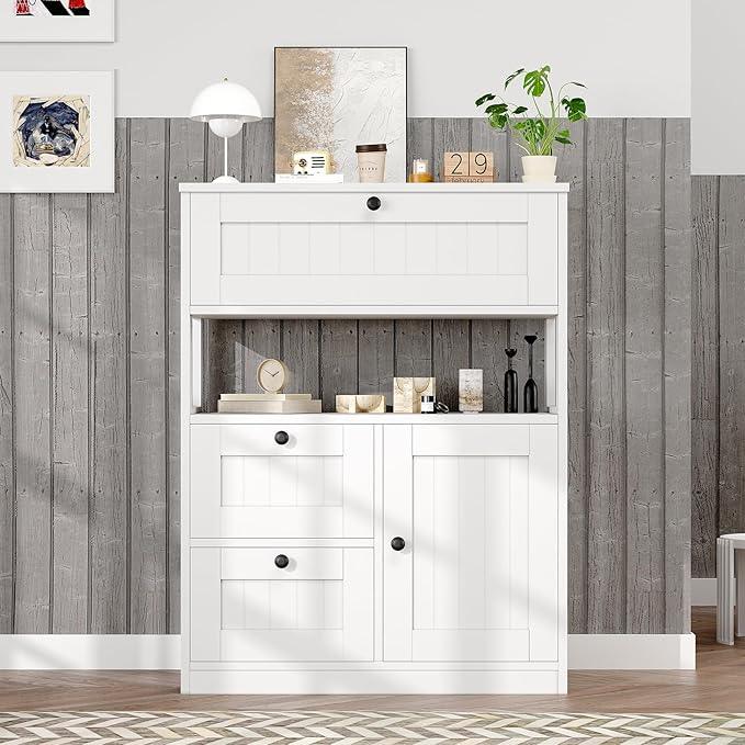 Bathroom Cabinet, Modern Bathroom Floor Storage Cabinet Organizer with 1 Door and 3 Drawers, Freestanding Cupboard for Kitchen/Living Room Use - ModernBath