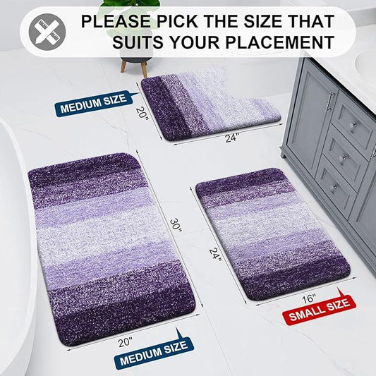 Arotive Microfiber Bathroom Rugs, Shaggy Soft and Absorbent Bath Rug, Non-Slip, Thick Plush Machine Washable Dry Bath Mats for Bathroom, Tub and Shower, 50x30, Dark Purple, Rectangular - ModernBath