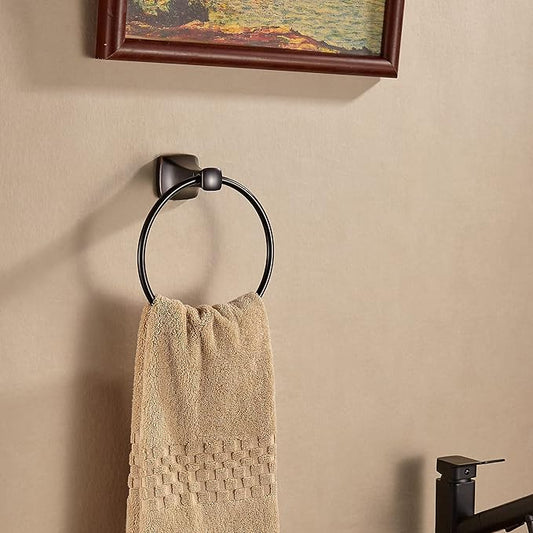 KOCUUY Oil Rubbed Bronze Towel Ring, Bathroom Bronze Towel Holder, Bath Hand Towel Holder Wall Mounted Antique Farmhouse Rustic ORB