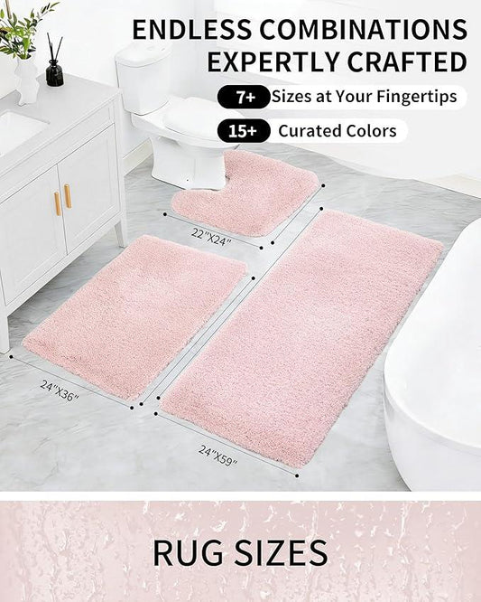 Ruggnovea Bathroom Rugs Non Slip Washable 36x24, Ultra Soft Thick Shaggy Absorbent Bath Mats, High Density Foam Latex Non Slip Backing Bath Rugs, Microfiber Bath Mats for Bathroom Floor&Sink,SK Pink - ModernBath