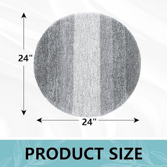 Arotive Microfiber Bathroom Rugs, Shaggy Soft and Absorbent Bath Rug, Non-Slip, Thick Plush Machine Washable Dry Bath Mats for Bathroom, Tub and Shower, 24x24, Grey, Round - ModernBath