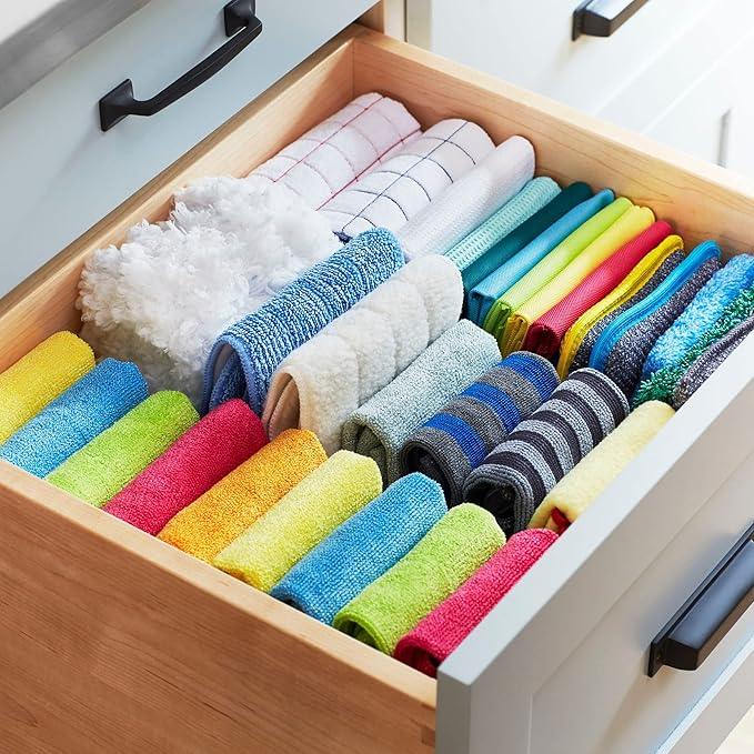 E-Cloth Glass & Polishing Cloth - Microfiber Cleaning Towel Cloth for Windows, Cars, Mirrors, Eyeglasses, & More, Streak Free Clean, Reusable & Machine Washable - Assorted Colors (4 Pack) - ModernBath