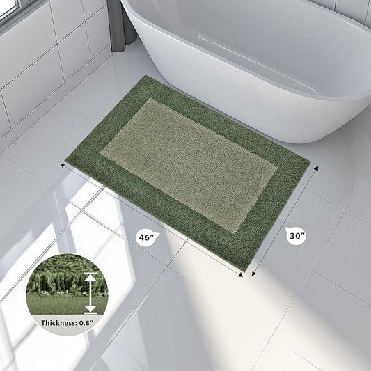 anllugs Bathroom Rugs 30" x 46", Non-Slip Extra Soft Absorbent Bath Rugs, Machine Washable Quick Dry Bath Mats for Bathroom Floor, Shower, Bathtub and Sink, Sage Green & Budding Green - ModernBath