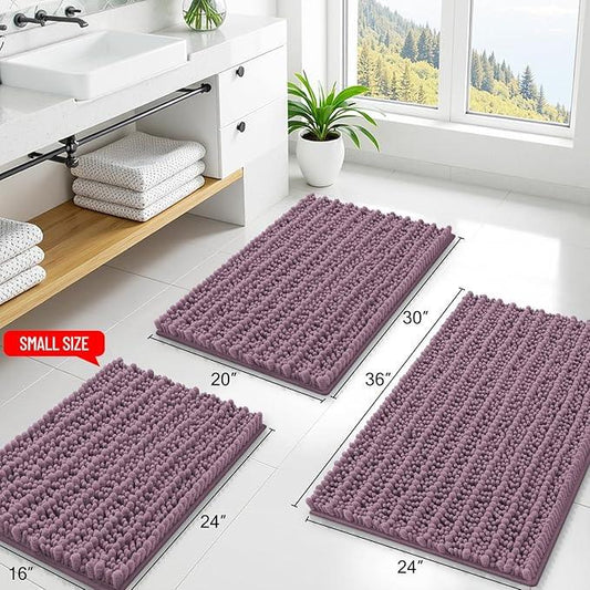 Smiry Bathroom Rugs Mat 36x24, Extra Soft Absorbent Chenille Bath Rugs, Non Slip Rubber Backing Machine Washable Quick Dry Bath Mats for Bathroom Floor, Tub, Shower, Home Decor Accessories, Deep Plum - ModernBath