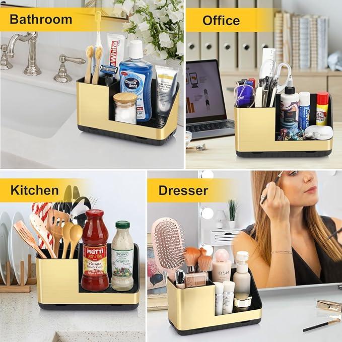 PARKMANI Toothbrush Holders for Bathroom Countertop Organizer, Kids Electric Toothbrush and Toothpaste Holders, Bathroom Accessories Organizer and Storage (Brushed Gold) - ModernBath
