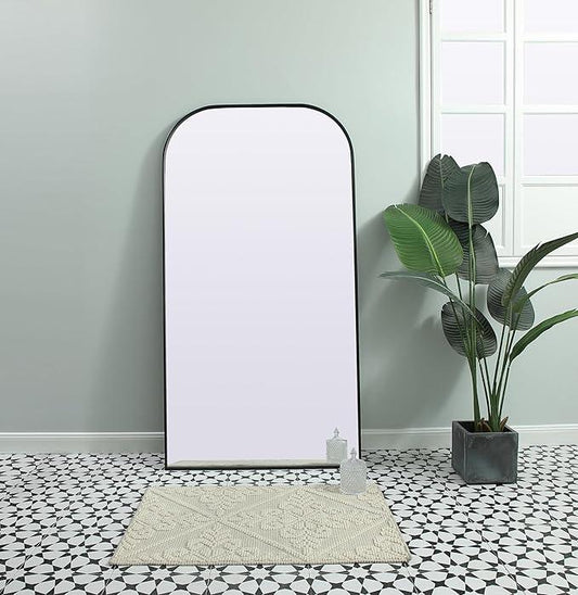 Illuminate, Metal Frame Arch Full Length Mirror 35X66 Inch in, Modern, Black - ModernBath