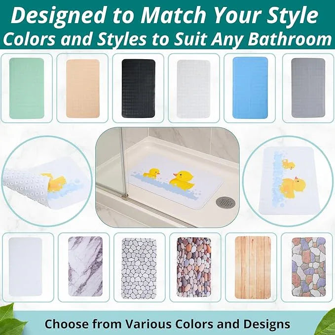 ENKOSI Non Slip Bath Mat for Tub and Shower Floors – Anti Slip Shower Mat with Strong Secure Suction Cup Grip – Rubber Duck Print for Kids and Toddlers for Inside Bathroom Bathtub (28x16 Duck) - ModernBath