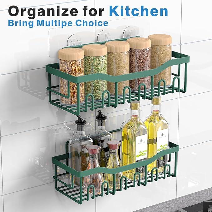 EUDELE Shower Caddy 2 Pack, Adhesive Shower Organizer for Home Decor & Kitchen Storage, No Drilling, Rustproof Stainless Steel Bathroom Shelf Organizer - ModernBath