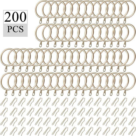 Qunclay 100 Set 0.98 Inch Metal Curtain Rings with Eyelets Curtain Hooks for Drapes and Metal Drapery Pin Drapery Hooks for Window Door Shower Bathroom Rings (Champagne) - ModernBath