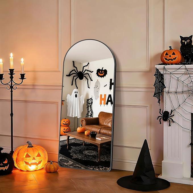 FORBATH Large Arched Wall Mirror 48x20 Inch, Black Arch Bathroom Mirror with Aluminum Frame, Arched Mirror for Dresser, Fireplace,Entryway,Home Decor,Hanging or Leaning Against Wall - ModernBath