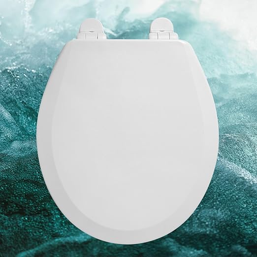 Centoco Round Toilet Seat, Heavy-Duty Wood Core with Plastic Scratch-Resistant Finish, Soft Close, Made in the USA, DSAMAZ7SC-001, White