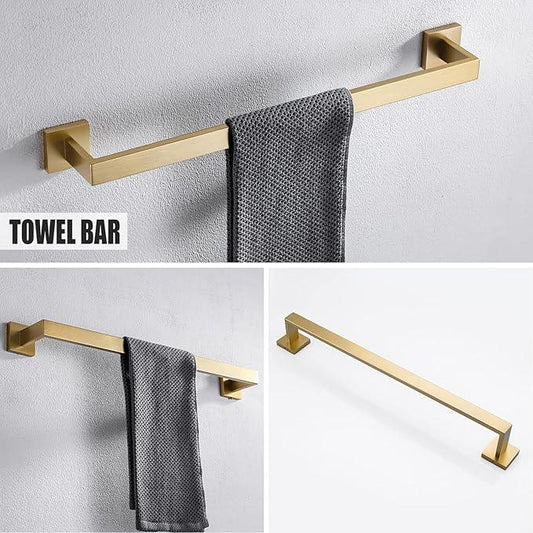 YACVCL 5 Piece Bathroom Hardware Set Brushed Gold, SUS304 Stainless Steel 23.6 Inch Bathroom Towel Holder Set, Brushed Gold Bathroom Accessories, Wall Mounted Towel Holder Set - ModernBath