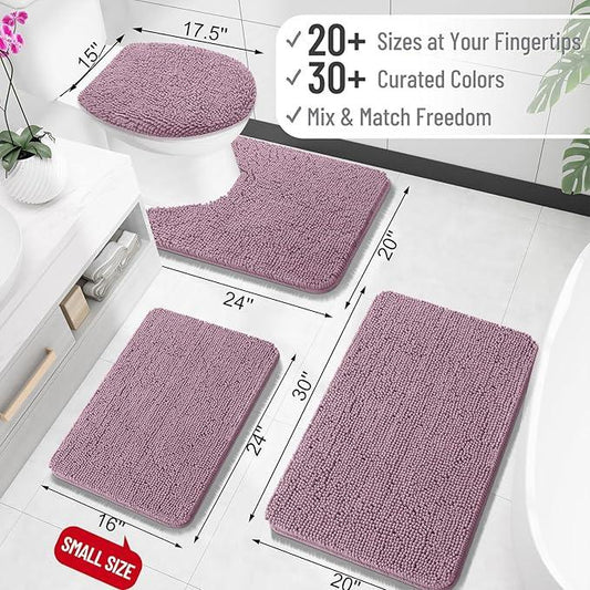 OLANLY Toilet Rugs U-Shaped 24x20, Extra Soft Absorbent Chenille Contour Bathroom Rugs for Toilet, Dry Quickly, Machine Washable, Non-Slip Bath Mat, Deep Plum - ModernBath