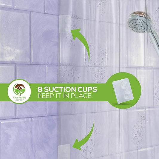Clean Healthy Living Premium PEVA Clear Shower Curtain Liner with Magnets & Suction Cups - 70 X 71 in. Long - ModernBath