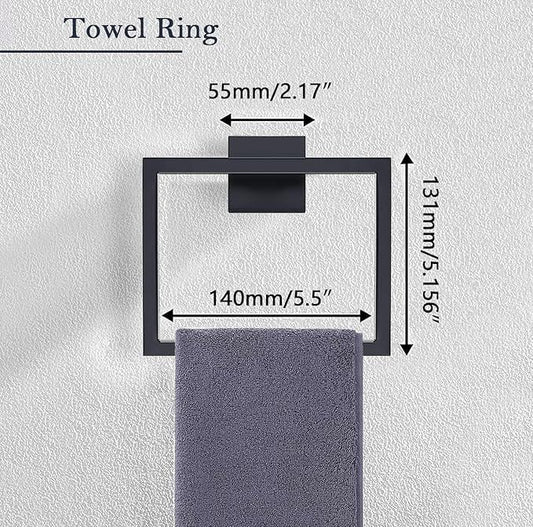 2PCS Matte Towel Ring - Modern Hand Towel Holder for Bathroom - SUS304 Stainless Steel Bathroom Towel Ring Wall Mounted - Bathroom Towel Rack - Black Towel Hanger - ModernBath