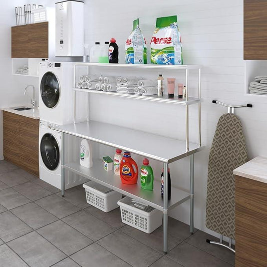 AmGood Double OverShelf Stainless Steel NSF - Many (72" Long x 12" Deep) - ModernBath