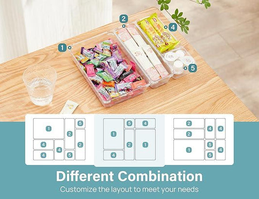 Kootek 28 Pcs Drawer Organizer Set, 4-Size Bathroom Vanity Trays Makeup Desk Dividers Versatile Storage Bins Clear Plastic Container for Dresser, Bedroom, Kitchen, Office - ModernBath