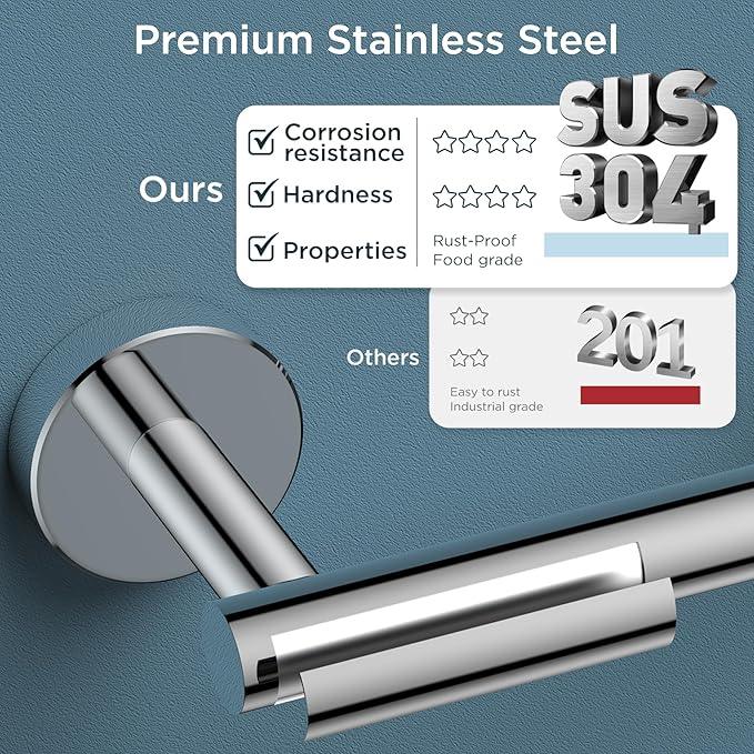 FORIOUS Bathroom Hardware Accessories Set, SUS304 Stainless Steel 24 Inch Towel Bar Set, Modern Towel Racks Holder for Bathroom Wall Mounted, 4 Pieces, Chrome - ModernBath