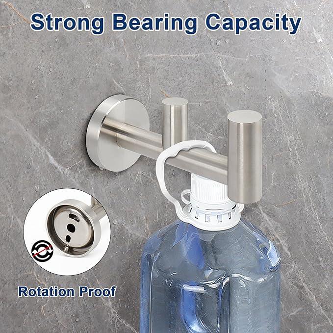NearMoon Bathroom Double Towel Hook- SUS304 Stainless Steel Robe Towel Holder, Heavy Duty Double Coat Hook for Bathroom Livingroom Kitchen Wall Mounted (Brushed Nickel-F, 2 Pack) - ModernBath