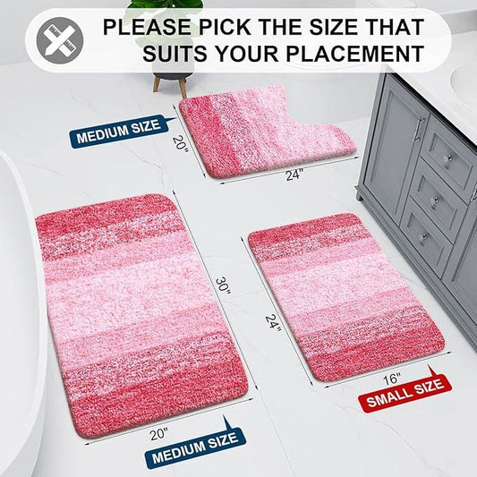 Arotive Microfiber Bathroom Rugs, Shaggy Soft and Absorbent Bath Rug, Non-Slip, Thick Plush Machine Washable Dry Bath Mats for Bathroom, Tub and Shower, 30x20, Pink, Rectangular - ModernBath