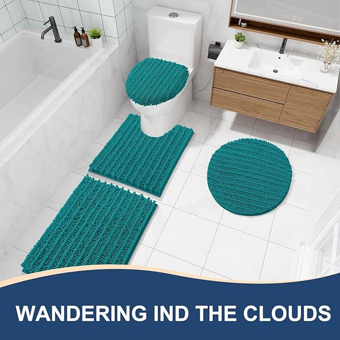 Arotive Luxury Chenille Bathroom Rug Mat, Extra Soft Thick Absorbent Shaggy Bath Rugs, Non-Slip Machine Wash Dry, Plush Bath Mats for Bathroom, Shower and Tub, 24x16, Lake Blue - ModernBath