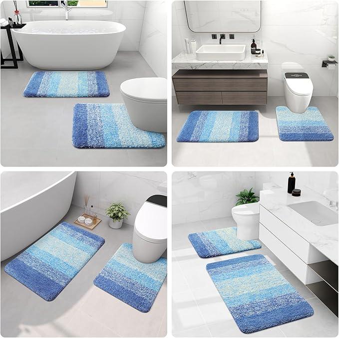 Arotive Microfiber Bathroom Rugs, Shaggy Soft and Absorbent Bath Rug, Non-Slip, Thick Plush Machine Washable Dry Bath Mats for Bathroom, Tub and Shower, 30x20, Light Royal Blue, Rectangular - ModernBath