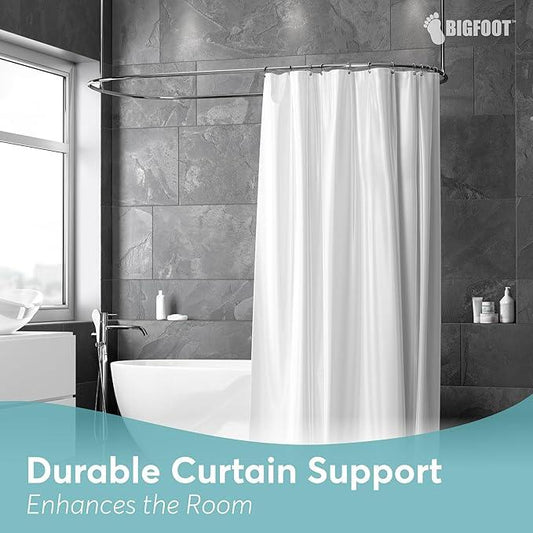 BigFoot Shower Curtain Hooks, Stainless Steel, Rust Resistant, Easy Installation & Smooth Glide, Fits Standard Shower Rods, 2 Hook Rings Hold Liners & Curtains, 12 Pieces, Nickel Color - ModernBath