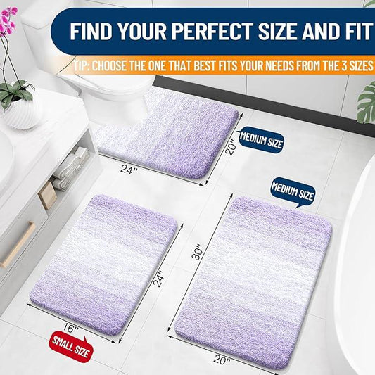 OLANLY Bathroom Rugs Mat 30x20, Extra Soft Absorbent Microfiber Bath Rugs, Rubber Backing, Quick Dry, Machine Washable Bath Mat for Bathroom Floor, Tub and Shower, Home Decor Accessories, Light Purple - ModernBath