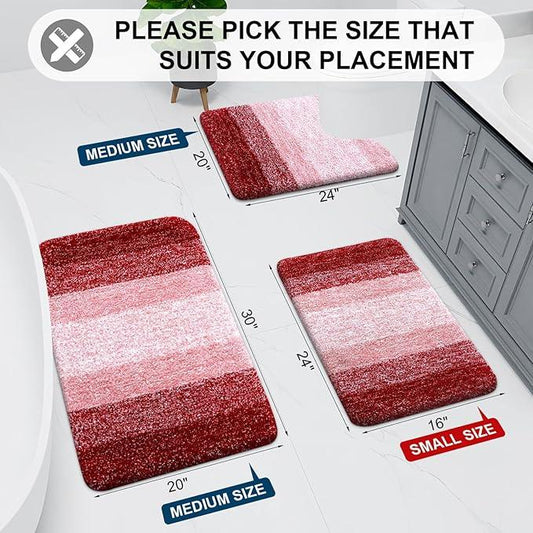 Arotive Microfiber Bathroom Rugs, Shaggy Soft and Absorbent Bath Rug, Non-Slip, Thick Plush Machine Washable Dry Bath Mats for Bathroom, Tub and Shower, 30x17, Burgundy, Rectangular - ModernBath