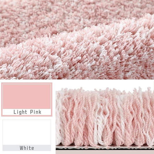 Yimobra Bathroom Rugs Non Slip Washable 36x24, Ultra Soft and Water Absorbent Bath Mats, Plush Fluffy Shower Mat Outside, Luxury Microfiber Thick Matts for Bathroom Floor/Tub, Light Pink and White - ModernBath