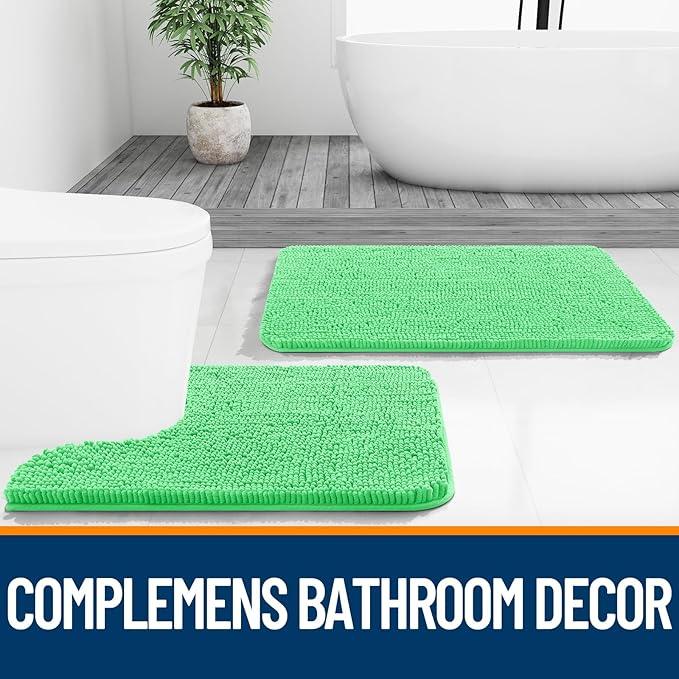 OLANLY Bathroom Rugs 44x24, Extra Soft Absorbent Chenille Bath Rugs, Rubber Backing Quick Dry, Machine Washable Bath Mats for Bathroom Floor, Tub and Shower, Home Decor Accessories, Mint Green - ModernBath
