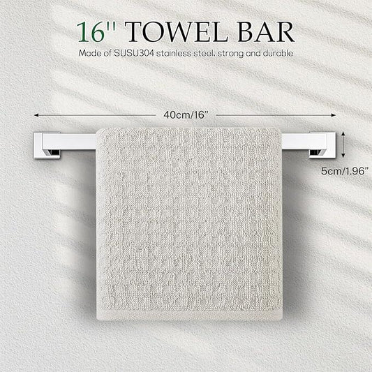 5-Pieces Polished Chrome Bathroom Hardware Accessories Set,16 Inch Towel Bar Set,Stainless Steel Towel Holder Set for Bathroom,Wall Mounted Chrome Bathroom Hardwar Set - ModernBath