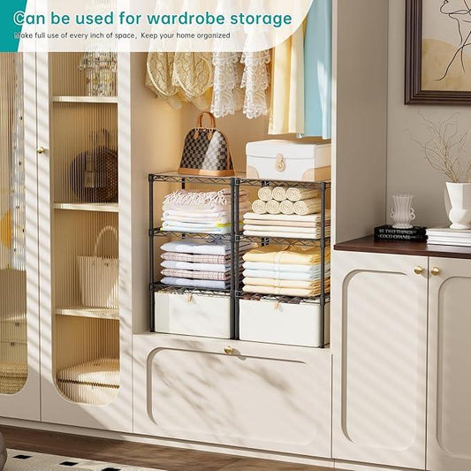 SINGAYE Shelf Closet Wire Shelving:Adjustable Metal Unit for Laundry Room Organization Bathroom Kitchen Home Storage with Wheels Small Pantry Rack Shelves - ModernBath