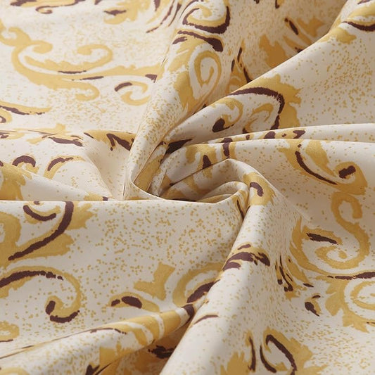 BESTRIPES Fabric Shower Curtain, Burgundy and Gold Yellow Boho Paisley Damask Print Shower Curtains for Bathroom, Waterproof Bathroom Curtains, 72" W x 72" H