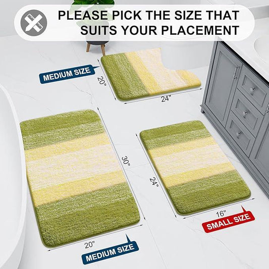 Arotive Microfiber Bathroom Rugs, Shaggy Soft and Absorbent Bath Rug, Non-Slip, Thick Plush Machine Washable Dry Bath Mats for Bathroom, Tub and Shower, 24x16, Olive Green, Rectangular - ModernBath