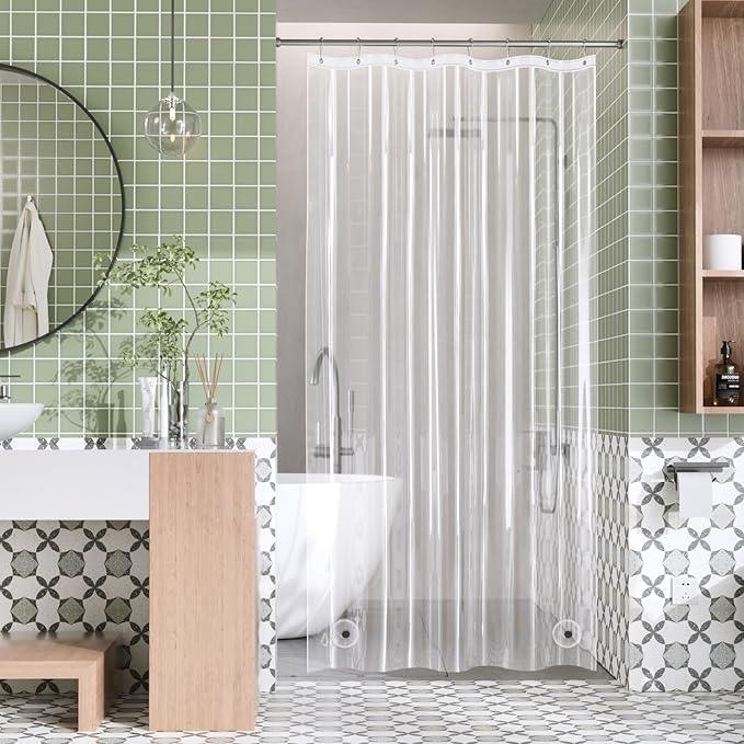 AmazerBath Shower Curtain Liner, 48x72 Clear Shower Curtain Liner, Waterproof Plastic Shower Liner, Cute Lightweight PEVA Shower Curtain for Bathroom with 2 Magnets and 8 Rustproof Metal Grommets - ModernBath