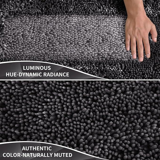 Yimobra Chenille Bathroom Rugs Non Slip, Extra Thick Soft Absorbent Bath Rug 31.5x20 Inch, Machine Washable Quick Dry Bath Mat for Bathroom Floor, Tub and Shower, Home Decor Accessories, Dark Grey - ModernBath