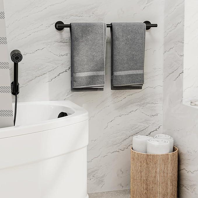 Matte Black Towel Bar, 24 Inch Bathroom Towel Rack (Total Length 26-Inch), Towel Holder Wall Mounted, Thicken SUS304 Stainless Steel Towel Rod Modern Home Decor - ModernBath
